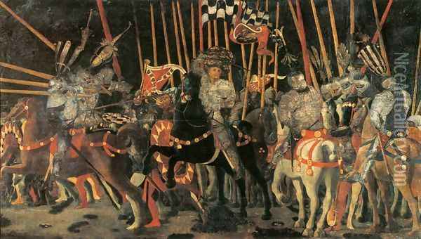 Micheletto da Cotignola Engages in Battle 1450s Oil Painting - Paolo Uccello