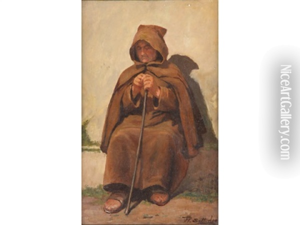 The Monk Oil Painting - Walter Satterlee