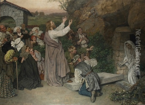 Die Erweckung Des Lazarus Oil Painting - Eduard (Karl-Franz) von Gebhardt