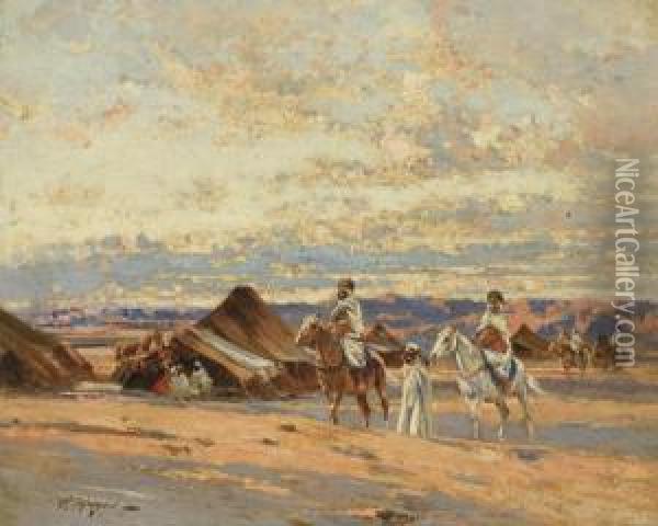 Cavaliers Dans Le Desert Oil Painting - Victor Pierre Huguet