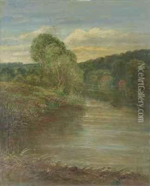 Sommerliche Flussbiegung Oil Painting - Carl Friedrich W. Geist