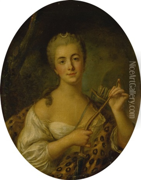 Portrait Of A Lady As Diana Oil Painting - Jean Marc Nattier