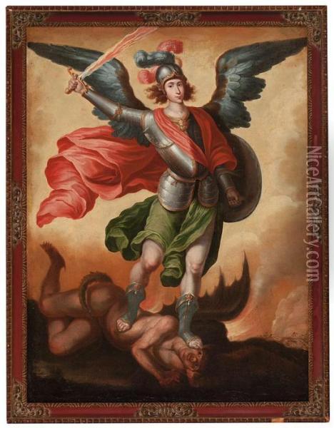 San Miguel Arcangel Oil Painting - Francisco De Zurbaran