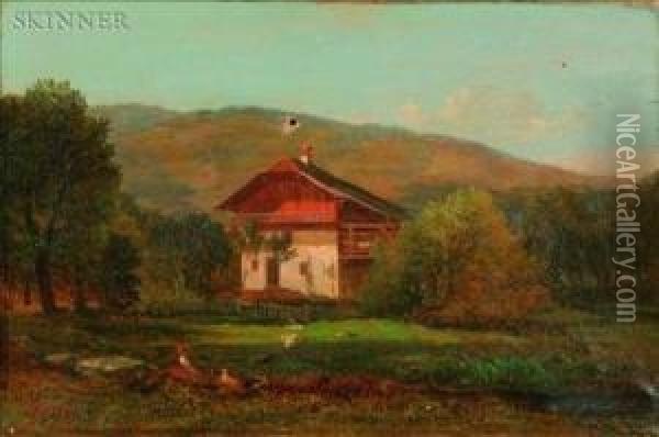 In The Yard Oil Painting - Samuel Lancaster Gerry