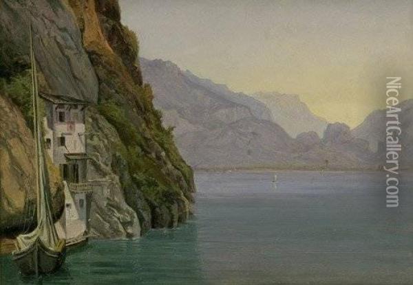 Der Garda-see Oil Painting - Julius Helfft