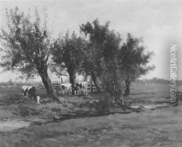 Een Hollands Landschap Met Koeien Oil Painting - Herman Bogman I