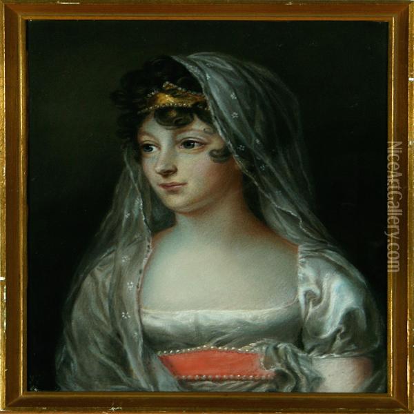 A Portrait Of Queen Marie Sofie Frederikke Of Denmark Oil Painting - Hans Christian Hansen