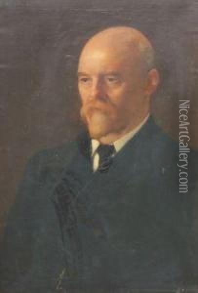 Head And Shoulders Portrait Of A Gent Oil Painting - Edgar Herbert Thomas