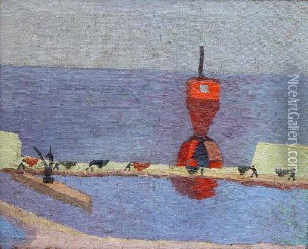 Muelle Del Puerto De Montevideo Oil Painting - Alfredo De Simone
