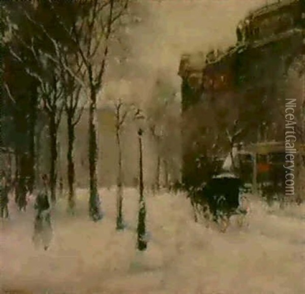 Winter In New York Oil Painting - Paul Cornoyer