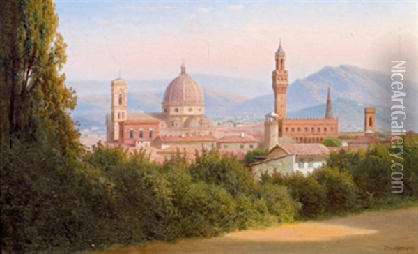 Ansicht Von Florenz Vom Suden Mit Campanile, Duomo Santa Maria Del Fiore Und Palazzo Vecchio Oil Painting - Gavril Pavlovich Kondratenko