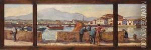 Scene De Port Oil Painting - Louis Floutier