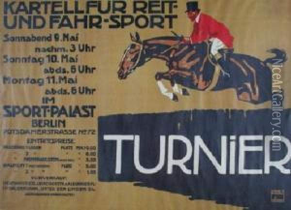 Turnier For Steeple Chase Race Oil Painting - Ludwig Hohlwein