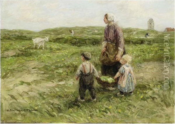 Feeding The Goat Oil Painting - Jan Zoetelief Tromp