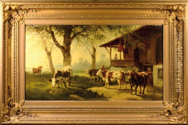 Cattle On A Pasture Oil Painting - Rosa Bonheur