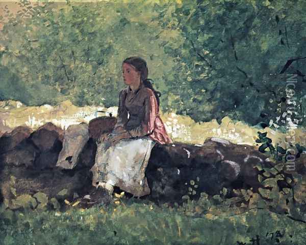 On the Fence I Oil Painting - Winslow Homer