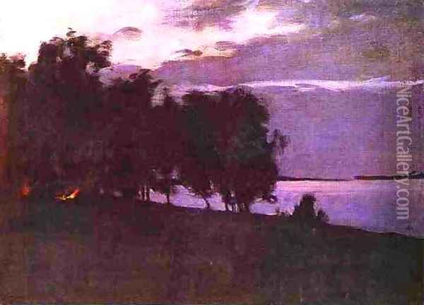 Bonfire 1890 1899 Oil Painting - Isaak Ilyich Levitan