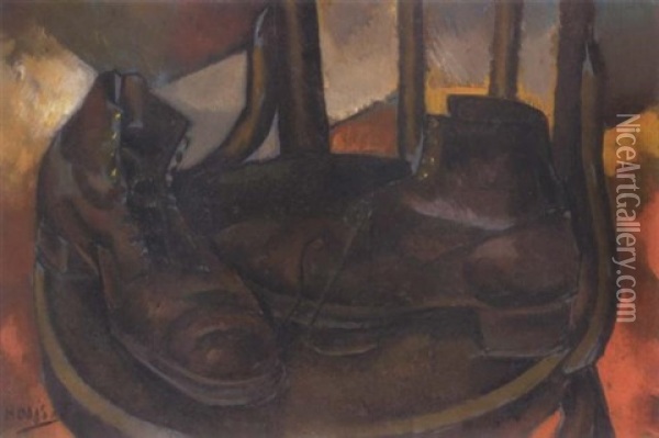 Still Life With Boots Oil Painting - Vladimir Davidovich Baranoff-Rossine