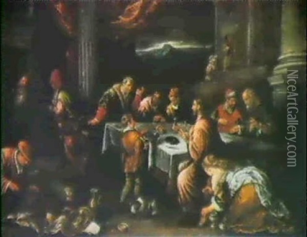 Christ In The House Of Simon The Pharisee Oil Painting - Francesco Bassano the Younger