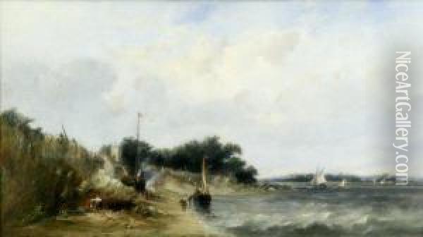 A View At The Isle Of Wight Oil Painting - Alfred Vickers
