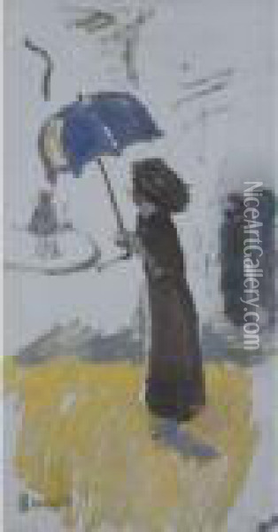 Femme Au Parapluie Oil Painting - Pierre Bonnard