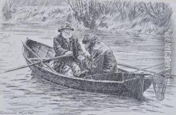 Fishermen In A Boat Oil Painting - William Gunning King