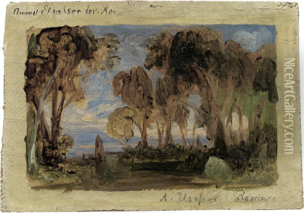 Pinienwaldchen In Der Romischen Campagna Oil Painting - Friedrich August Elsasser