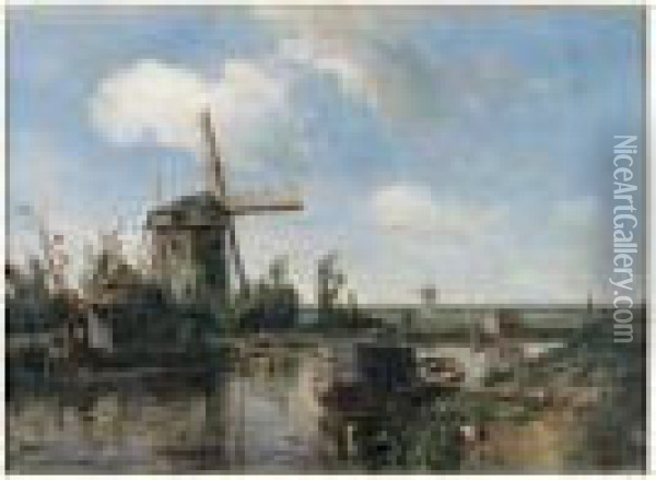 Canal Aux Environs De Maasluis Oil Painting - Johan Barthold Jongkind
