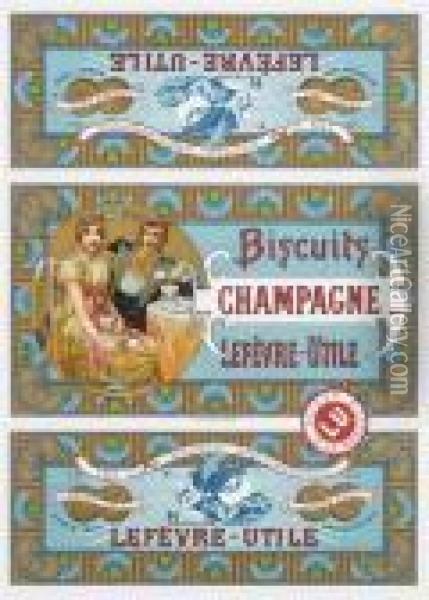 Biscuits Champagne Oil Painting - Alphonse Maria Mucha