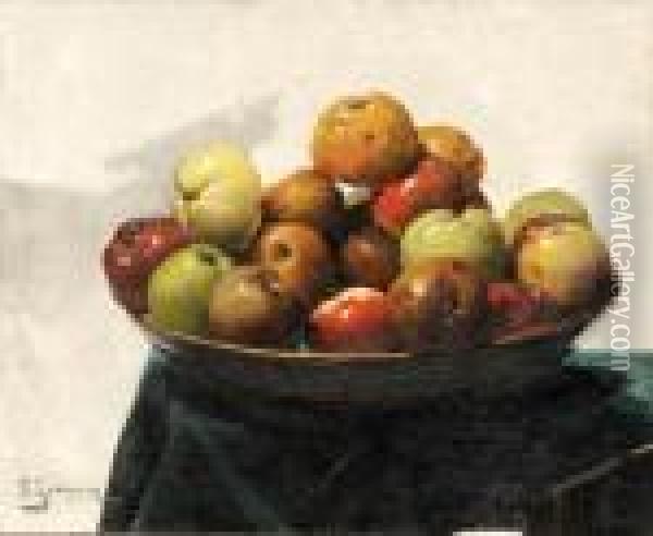 A Bowl Of Apples Oil Painting - Georges Jeannin