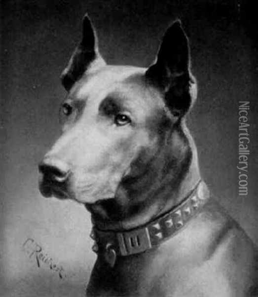 Hund Mit Halsband Oil Painting - Carl Reichert