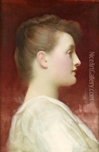 Girl In Profile Oil Painting - Lord Frederic Leighton
