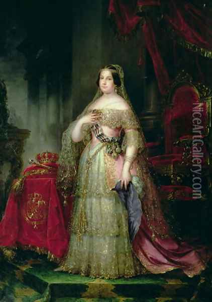 Queen Isabella II 1830-1904 of Spain Oil Painting - Jose Gutierrez de la Vega