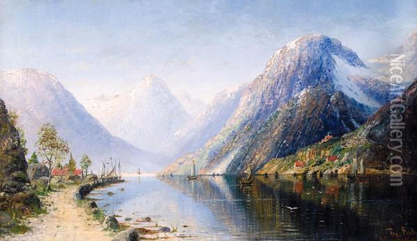 Pejzaz Z Norweskim Fiordem Oil Painting - Therese Fuchs