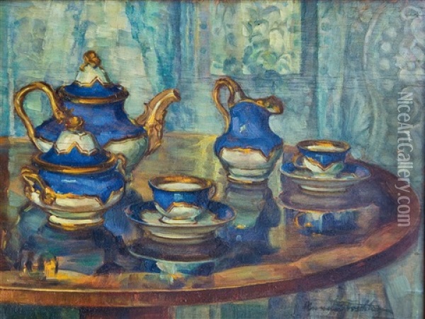 Stillleben Eines Kaffeeservices Oil Painting - Anna (Maria Friederike) Doerschlag