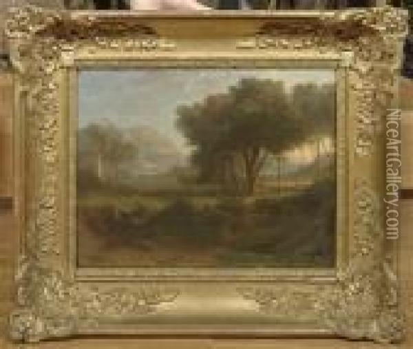 Paysage Italien. 1851 Oil Painting - Etienne Duval