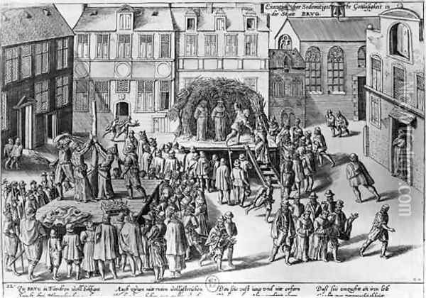 Stake at Bruges during the Government of Fernando Alvarez de Toledo 1508-82 Duke of Alba Oil Painting - Franz Hogenberg