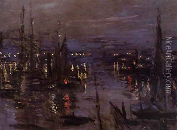 The Port Of Le Havre Night Effect Oil Painting - Claude Oscar Monet