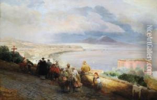 Veduta Del Golfo Di Napoli Oil Painting - Oswald Achenbach
