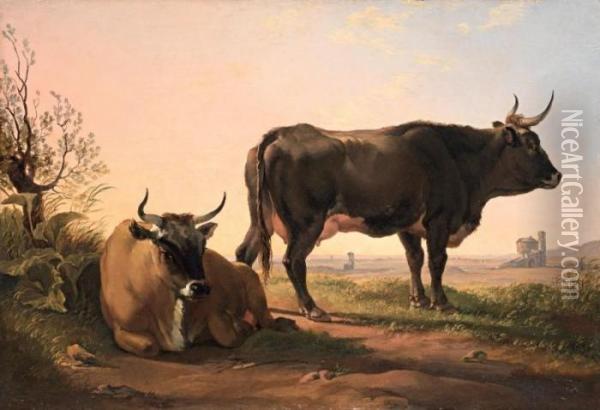 Paesaggio Con Bovi Oil Painting - Hendrik Voogd