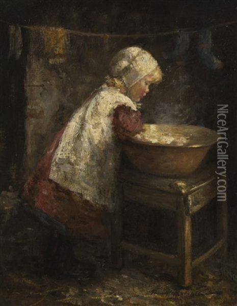 Laundry Day Oil Painting - Robert Gemmell Hutchison