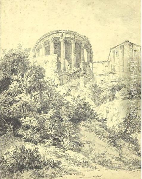 The Temple Of Vesta At Tivoli Oil Painting - Claude-joseph Vernet