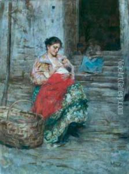 Amore Materno Oil Painting - Nicola Biondi