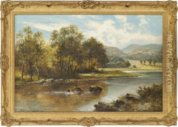 A Riverside Picnic Oil Painting - William Langley