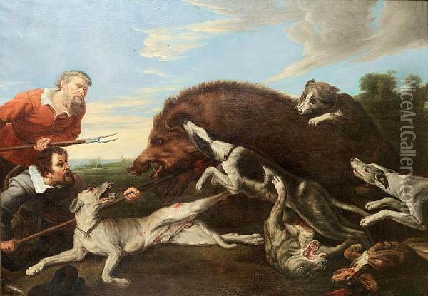 A Wild Boar Hunt Oil Painting - Frans Snyders
