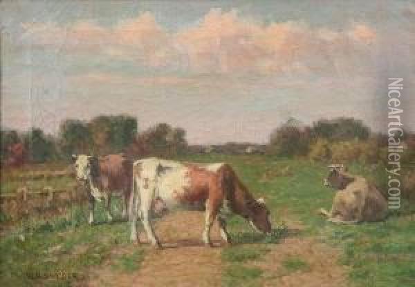 Cows In The Pasture Oil Painting - William Henry Snyder