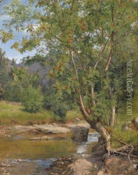 Stream Scenery Oil Painting - Anders Monsen Askevold