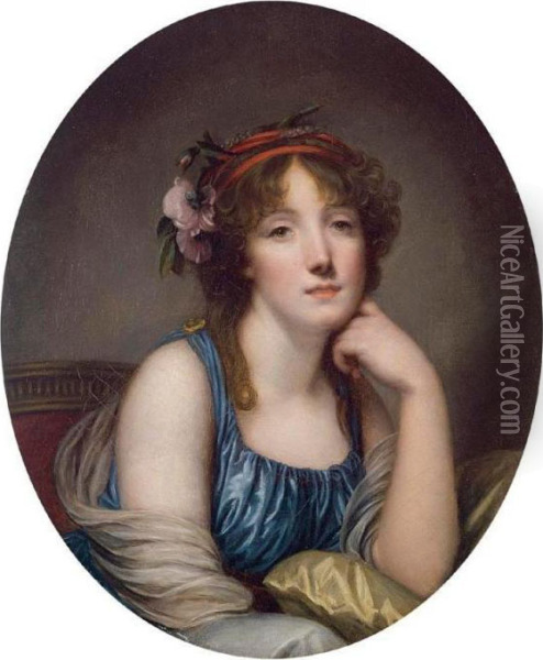 Portrait Of A Young Woman, Said To Be The Artist's Daughter Oil Painting - Jean Baptiste Greuze