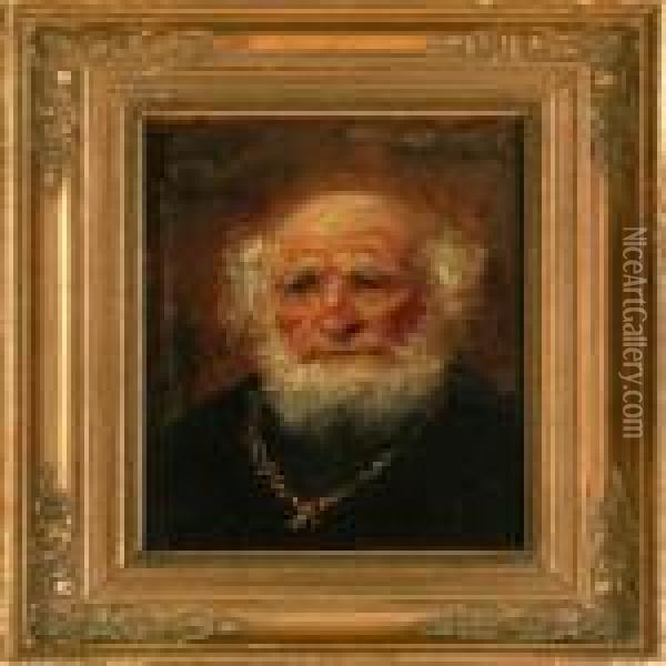 An Elderly Gentleman With Awhite Beard And Gold Chain Oil Painting - Otto Bache