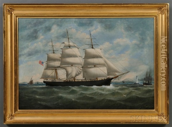 Portrait Of The American Ship Weston Merritt Off Liverpool Oil Painting - William Gay Yorke